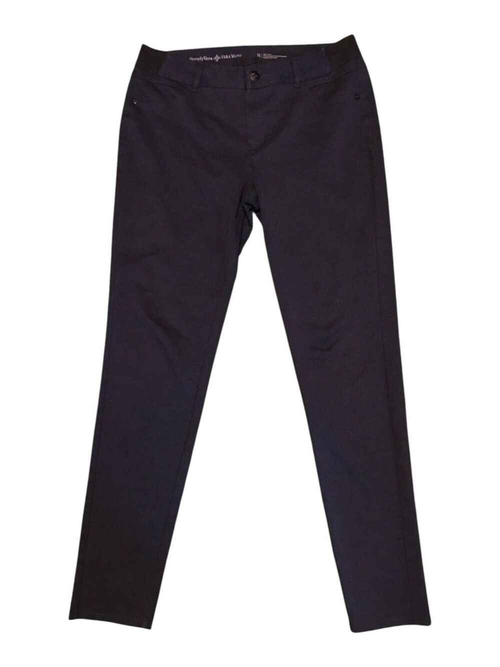 Simply Vera Vera Wang Womens M Blue Skinny Ankle Pants 28 In Stretch Button Zip